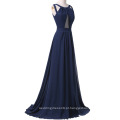 Grace Karin Navy Blue Chiffon Long Split Leg Backless Prom Dress CL6281